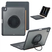 iPad Air 13 2024/2025/iPad Pro 12.9 2018/2020/2021/2022 Capa teclado magnética retroiluminada TU3609 com suporte rotativo 360 - Preto