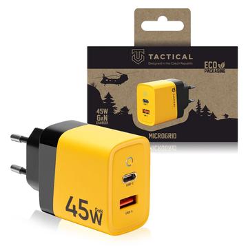 Carregador de parede Tactical Microgrid GaN 45W - PD3.0 USB-C, QC3.0 USB-A - Amarelo