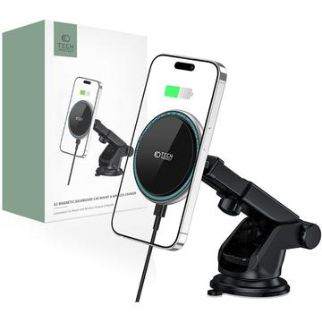 Tech-Protect A2 Suporte magnético MagSafe para automóvel e carregador sem fios - 15W - Preto