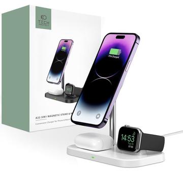 Carregador sem fios 3 em 1 Tech-Protect A22 15W - Compatível com MagSafe - Branco