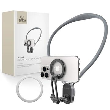 Tech-Protect AC200 MagSafe FPV Neck Mount com cabeça rotativa 360, adaptador de câmara - Cinzento Crayon