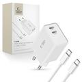 Carregador de parede USB-C de porta dupla Tech-Protect C35W com cabo USB-C - Branco