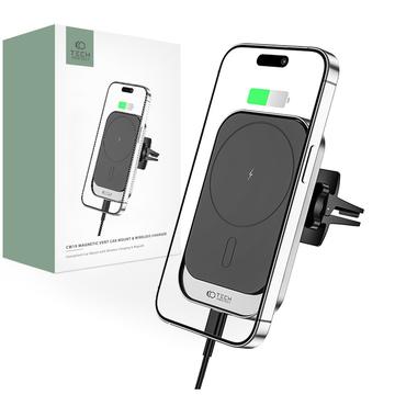 Tech-Protect CW19 Carregador magnético sem fios MagSafe / Suporte para ventilador de ar para automóvel - 15W - Preto