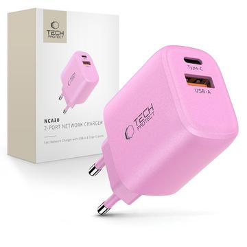 Carregador de porta dupla Tech-Protect NCA30 - 30W USB-C PD e 18W USB-A QC3.0