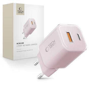 Carregador de parede de porta dupla de 30W Tech-Protect NCM33W - Rosa