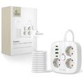 Extensão de alimentação Tech-Protect PCS3X4 - 3 tomadas CA, 2 portas USB-A e 2 portas USB-C, cabo de 2m - Branco