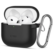 Capa de silicone com gancho para AirPods 4 Tech-Protect - Preto