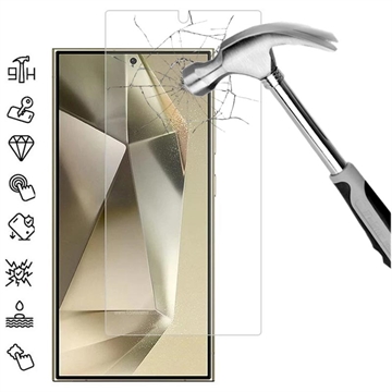 Samsung Galaxy S25 Ultra Protetor de ecrã de vidro temperado com desbloqueio por impressão digital - Transparente