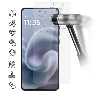 Protetor de ecrã de vidro temperado para Motorola Moto G86 Power - 9H - Case Friendly - Transparente