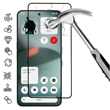 Protetor de ecrã de vidro temperado para Nothing Phone (3) - 9H - Case Friendly - Borda Preta