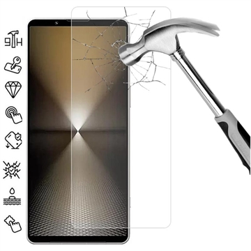 Protetor de ecrã de vidro temperado para Sony Xperia 1 VII - 9H - Case Friendly - Transparente