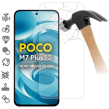 Protetor de ecrã de vidro temperado para Xiaomi Poco M7 Plus - 9H - Case Friendly - Transparente