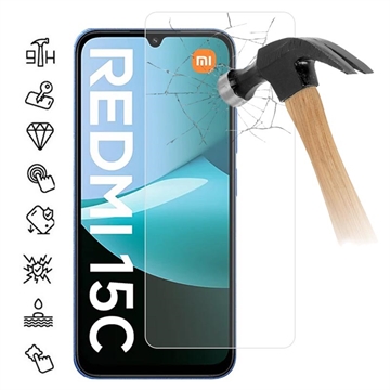 Protetor de ecrã de vidro temperado para Xiaomi Redmi 15C - 9H - Case Friendly - Transparente