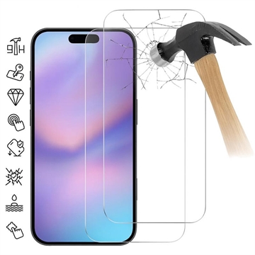 Protetor de ecrã de vidro temperado para iPhone 17 Pro - 9H - Case Friendly - 2 Pcs. - Transparente