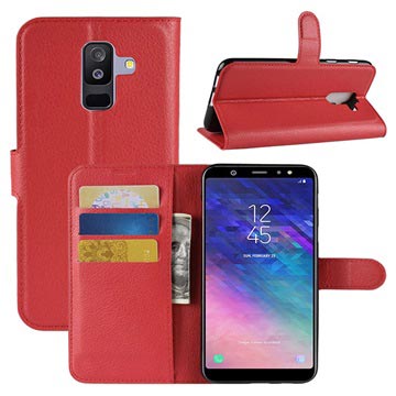Capa Tipo Carteira para Samsung Galaxy A6+ (2018) - Vermelho