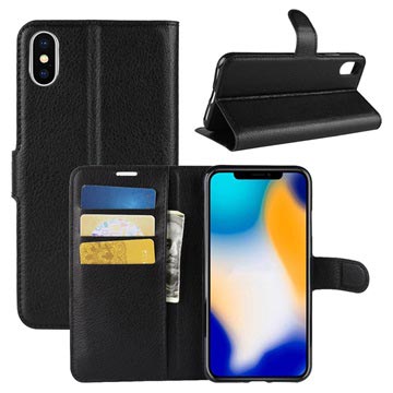 Bolsa tipo Carteira Texturizada para iPhone XS Max - Preto