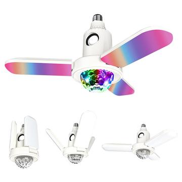 Candeeiro de teto RGB dobrável de três folhas com luz musical de bola de discoteca em cristal