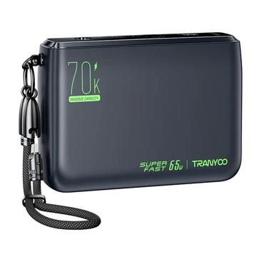Banco de potência Tranyoo T-L7 70000mAh - 65W PD, 2x USB-A, 2x USB-C - Preto