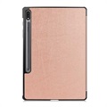 Bolsa Fólio Tri-Fold para Samsung Galaxy Tab S7+/S8+ - Cor-de-Rosa Dourado
