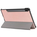 Bolsa Fólio Inteligente Tri-Fold para Samsung Galaxy Tab S7 FE - Cor-de-Rosa Dourado