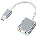 Adaptador de Áudio USB-C / AUX Para Auscultadores & Microfone - Cinzento