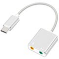 Adaptador de Áudio USB-C / AUX Para Auscultadores & Microfone - Prateado