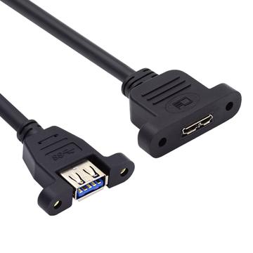 Cabo de extensão U3-083-AF 50cm Tipo A USB 3.0 Fêmea para Micro 3.0 Tipo B Fêmea com Montagem de Parafuso Tipo 5Gbps