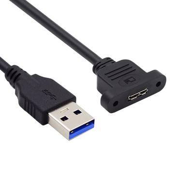U3-083-AM 50cm USB 3.0 Tipo A Macho para Micro 3.0 Tipo B Fêmea Conversor 5Gbps Tipo de Montagem em Parafuso Cabo de Extensão