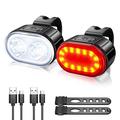 Conjunto de luzes de bicicleta recarregáveis por USB IPX4 Farol dianteiro brilhante e luz traseira LED para bicicleta Acessórios para ciclismo noturno