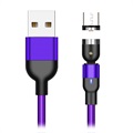 USB2.0 / MicroUSB Rotatable Magnetic Charging Cable 2m - Púrpura