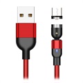 USB2.0 / MicroUSB Rotatable Magnetic Charging Cable 2m - Vermelho