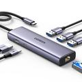 Hub USB-C 7 em 1 Ugreen CM512 - 3x USB-A, 1x USB-C, 1x HDMI, 1x RJ45 - Cinzento