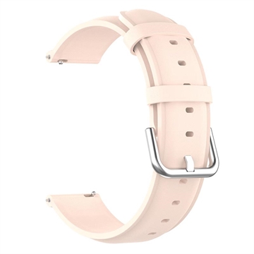 Bracelete de Couro Universal para Smartwatch - 22mm - Cor-de-Rosa Claro