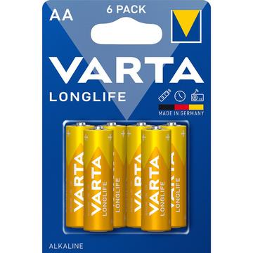 Pilha Varta Longlife LR6/AA - 6 unidades
