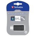 Pen USB Verbatim PinStripe - Preto - 64GB