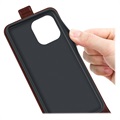 Bolsa Tipo Flip Vertical com Ranhura para Cartão para iPhone 14 Pro - Castanho