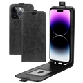Flip Case Vertical com Ranhura para Cartão para iPhone 15 Pro - Preto