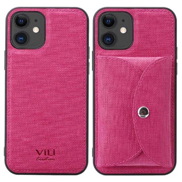 Capa com Carteira Magnética Vili T para iPhone 12 Mini - Cor-de-Rosa Forte