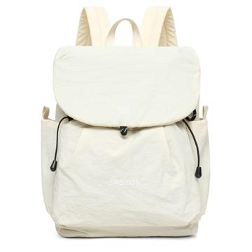 Mochila de lona de grande capacidade Vintage Color Block - Bege