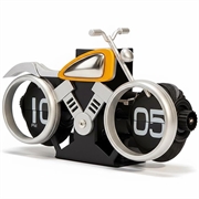 Relógio de secretária mecânico de motocicleta vintage - Prata / Laranja