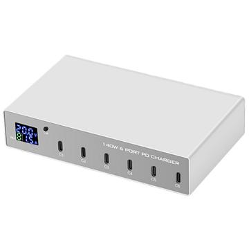 Estação de carregamento de secretária USB-C WLX-X6P para computadores portáteis, smartphones e tablets - 140W