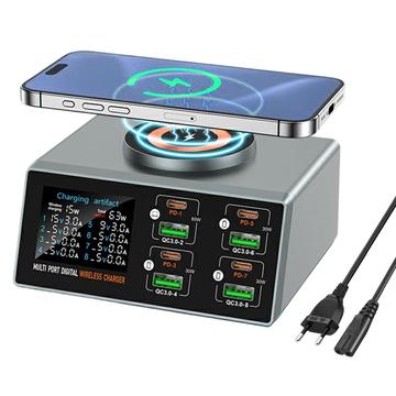 Estação de carregamento de secretária 9 em 1 WLX-X9S - 140W, USB-C, USB-A e carregamento sem fios