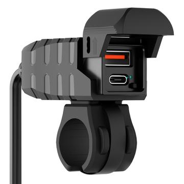 WUPP CS-2100A1 Carregador rápido de motociclos de porta dupla USB-A e Type-C com voltímetro LED