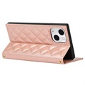 Bolsa tipo Carteira para iPhone 13 com Espelho de Maquilhagem - Cor-de-Rosa Dourado