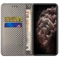 Bolsa Tipo Carteira para Samsung Galaxy S22 5G - Fibra de Carbono - Cinzento