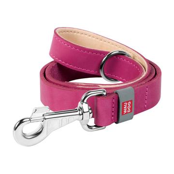 Waudog Trela clássica em couro para cães - 20mm, 122cm - Rosa