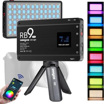Luz de vídeo RGB portátil Weeylite RB9 com tripé