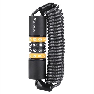 Cadeado de Bicicleta com Senha de 4 Dígitos West Biking YP0705078 - Preto / Laranja