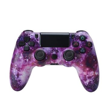 Comando sem fios para jogos Gamepad para PS4 Joystick com altifalante e tomada para auscultadores estéreo - Purple Starry Sky