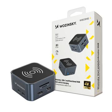 Wozinsky WHBC09Y8S Concentrador USB-C multifuncional 12 em 1 com carregamento sem fios de 15W - Cinzento